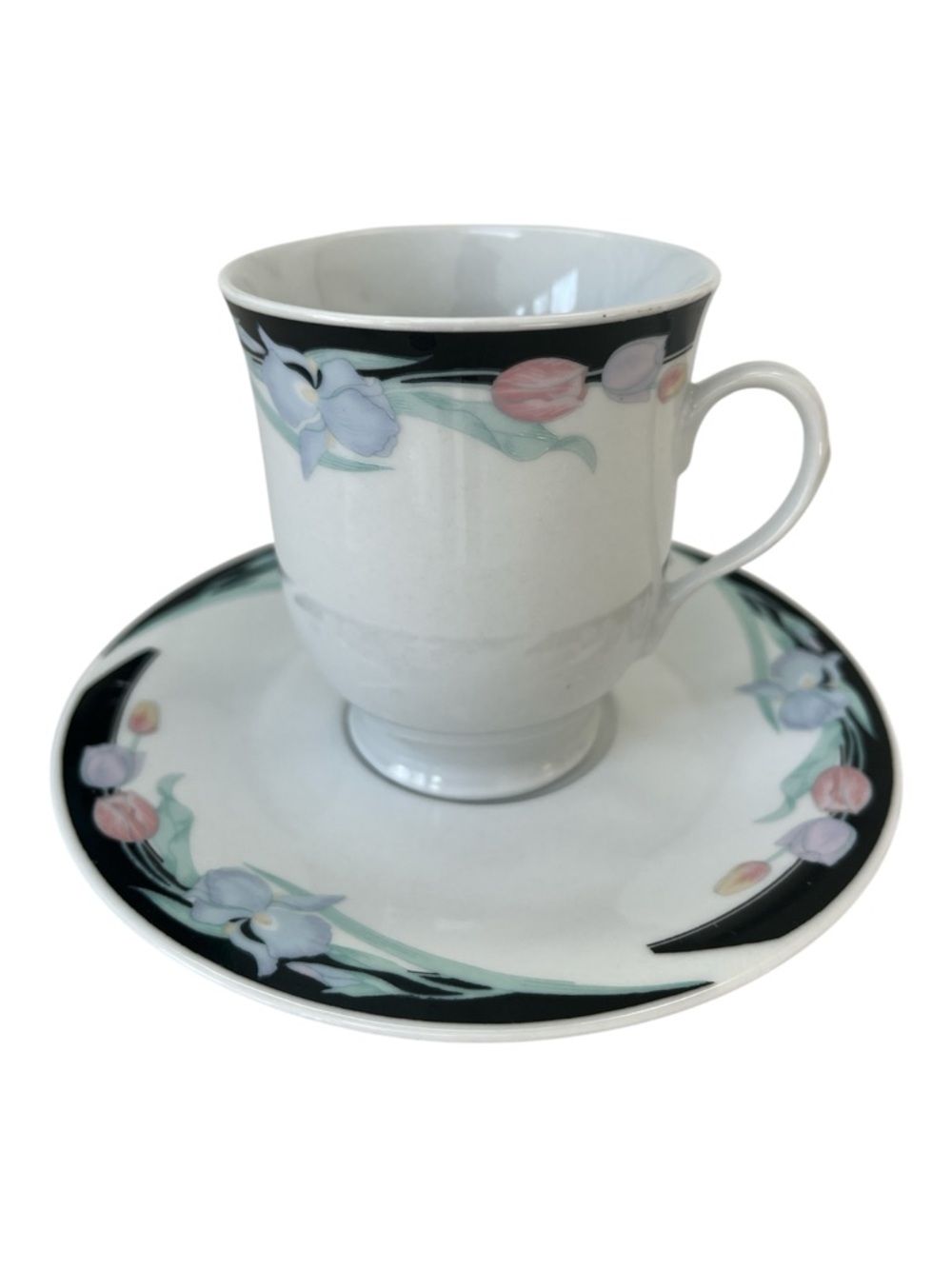 Vintage Caravel By Excel Iris & Tulip Pedestal Tea Cup & Saucer